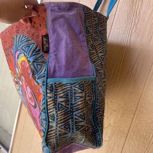 Vtg Laurel Burch Colorful Horses Mares EXTRA LARGE Shoulder Tote Beach Bag - Picture 4 of 16